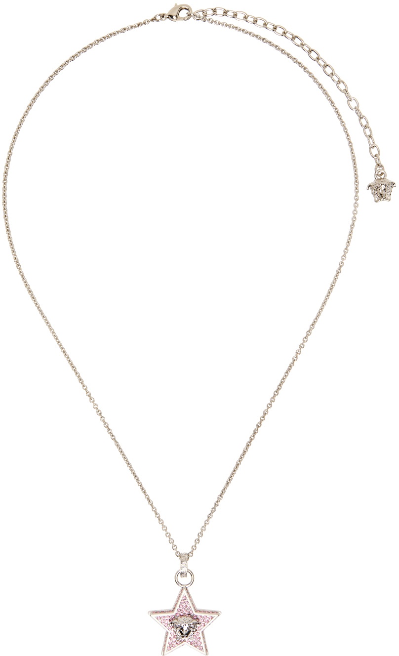 Versace Silver & Pink Crystal Galaxy Necklace