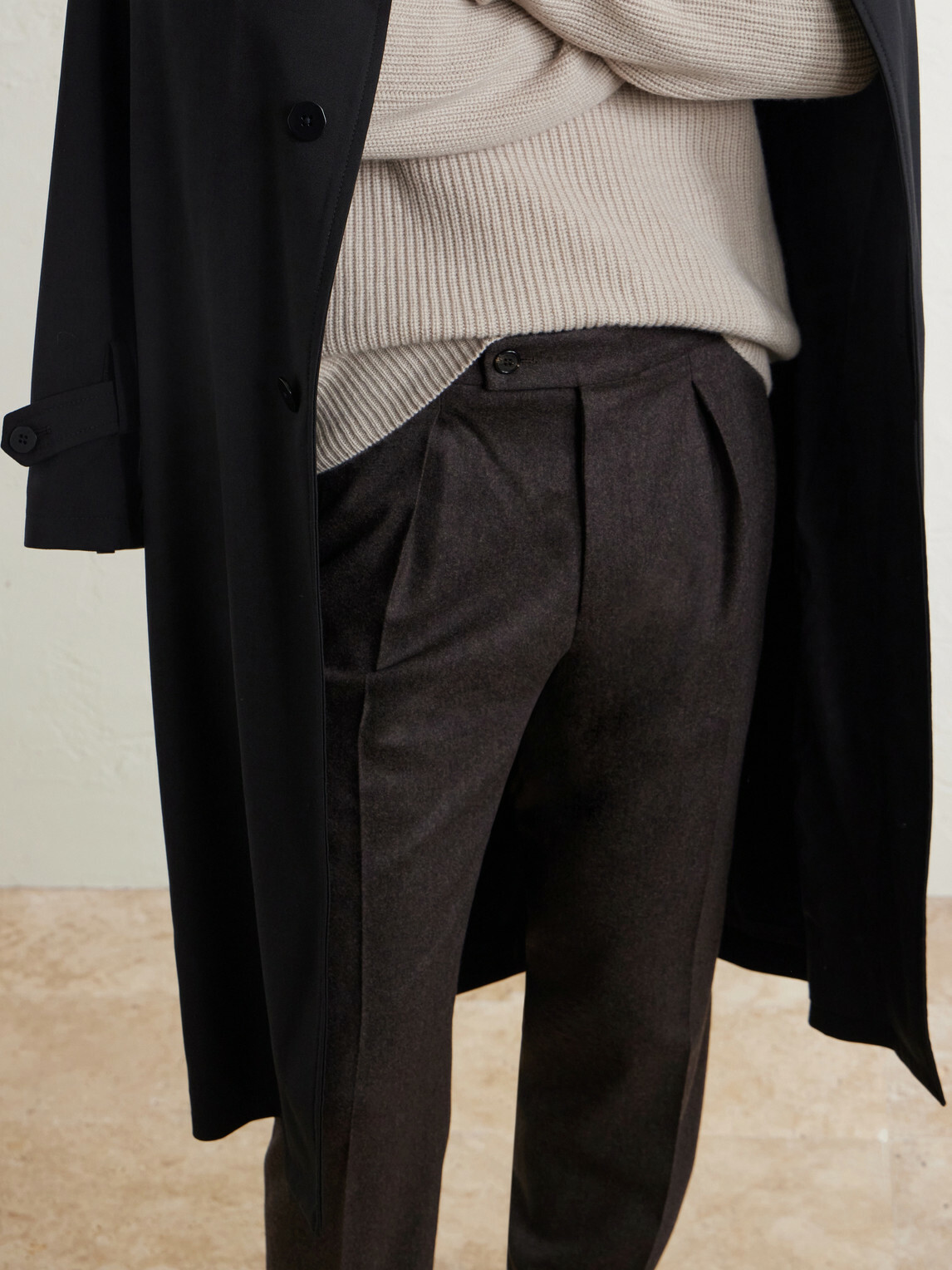 Slowear - Tapered Pleated Wool and Cashmere-Blend Suit Trousers - Brown
