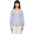 Tibi Blue Airy Alpaca V-Neck Sweater