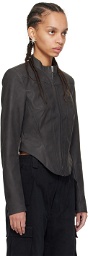 MISBHV Black Faded Faux-Leather Jacket