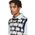 Lanvin Blue and White Wool Sheep Vest