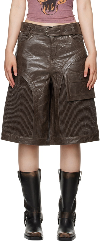 Photo: Andersson Bell Brown Sunbird Panel Faux-Leather Shorts