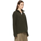 A.P.C. Khaki Beaver Zip-Up Sweater