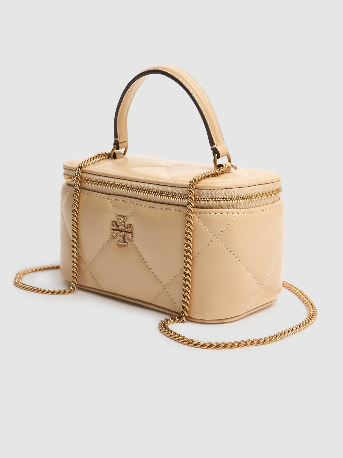 【Tory Burch】Kira llic Quilt Vanity Bag Gold Tory Burch Kira Diamond Quilted Leather Vanity Bag In Gold