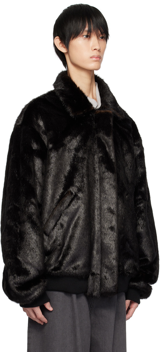 The Frankie Shop Black Scott Faux-Fur Bomber Jacket