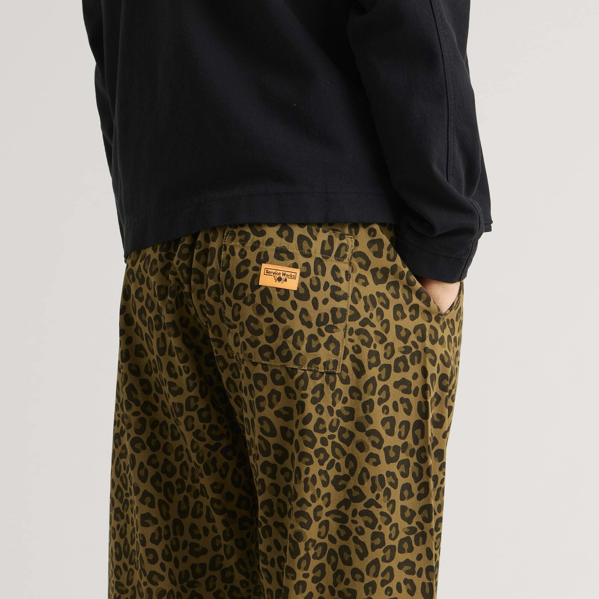 Service Works Men's Patterned Easy Chef Pants in Brown Leopard