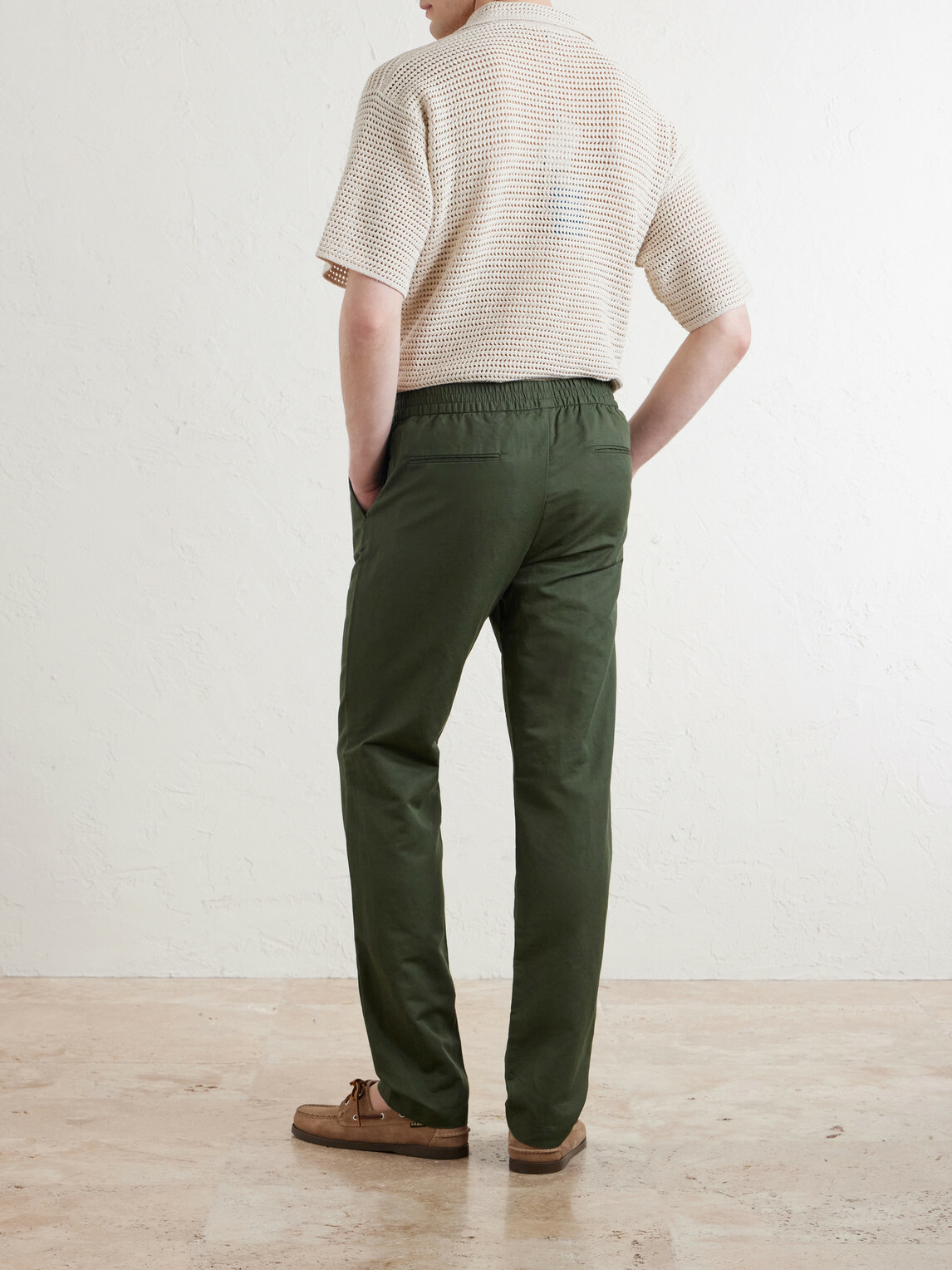 Sunspel - Tapered Cotton and Linen-Blend Trousers - Green