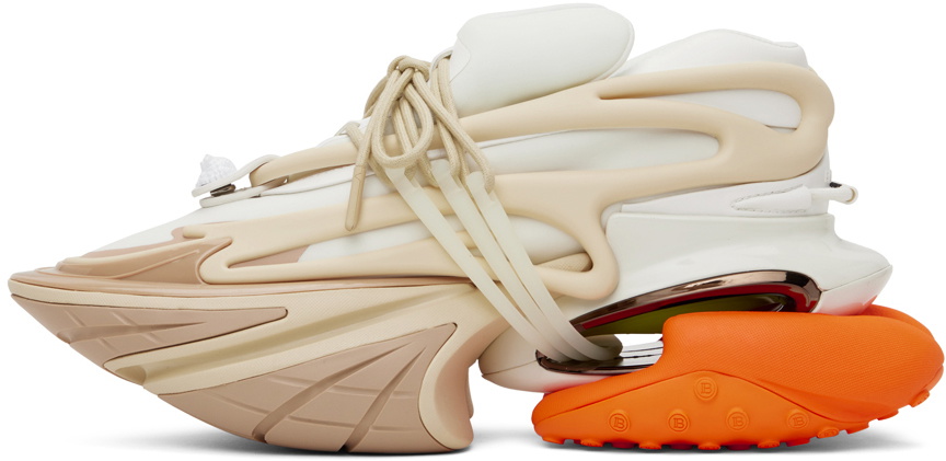 Balmain Beige & White Unicorn Sneakers