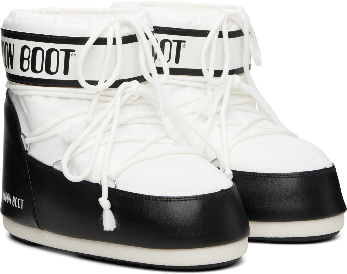 Moon Boot White & Black Icon Low Nylon Boots