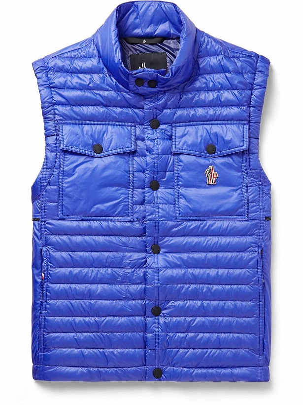 Photo: Moncler Grenoble - Ollon Logo-Appliquéd Quilted Glossed-Shell Down Gilet - Blue