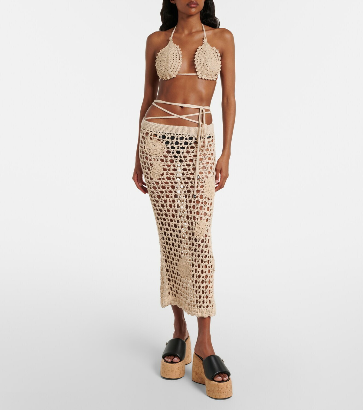 The Attico Open-knit cotton beach cover-up