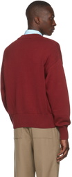 AMI Paris SSENSE Exclusive Burgundy Ami de Cœur Cardigan