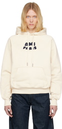 AMI Paris Off-White Cotton 'Ami Paris' Patch Hoodie