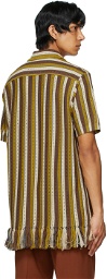 CMMN SWDN Brown Weston Knit Stripe Short Sleeve Shirt