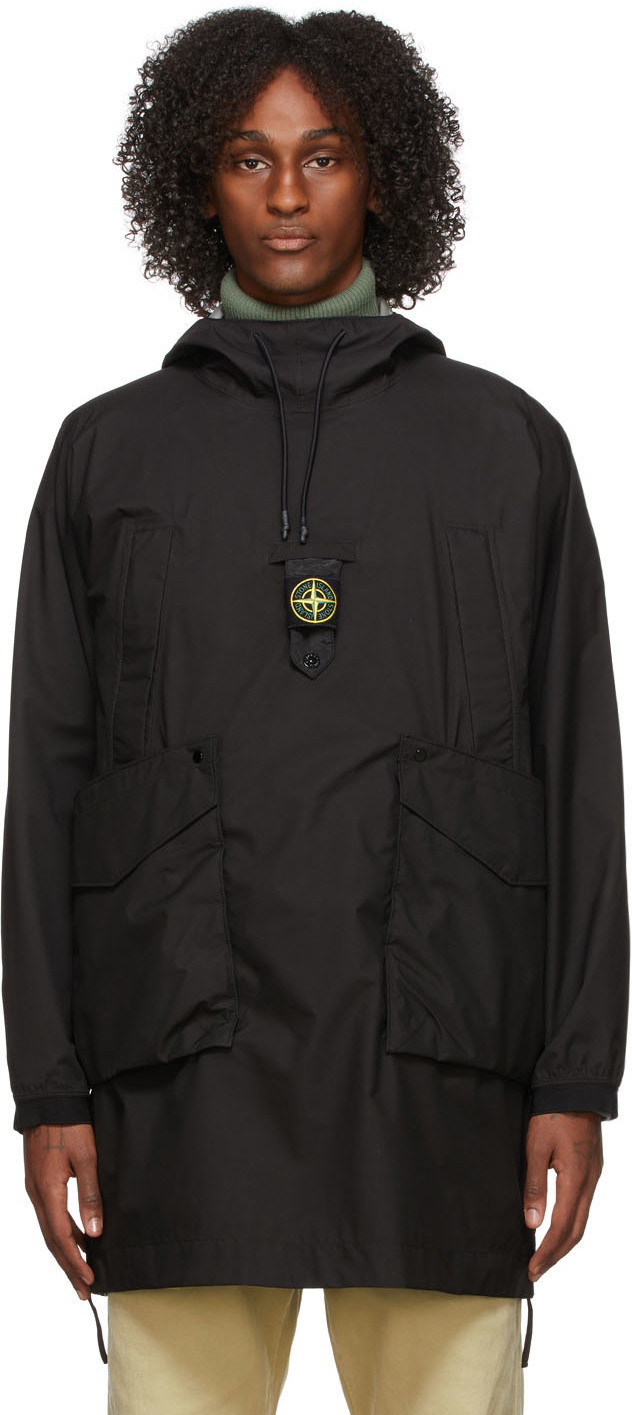 Stone Island Logo Patch Men's Hooded Jacket Black 781540522-V0029