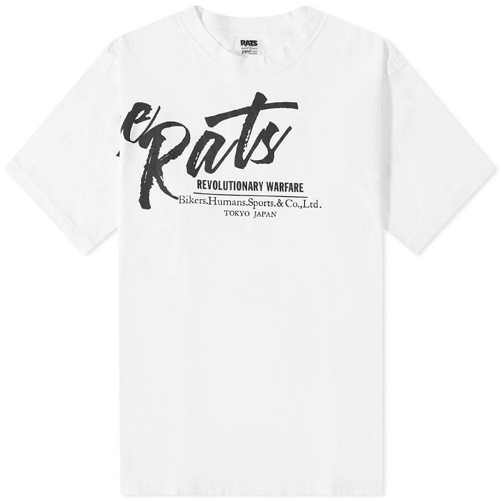 Photo: Rats Men's Script Big Logo T-Shirt in White