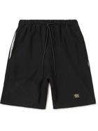Abc. 123. - Wide-Leg Logo-Appliquéd Cotton-Jersey Drawstring Shorts - Black