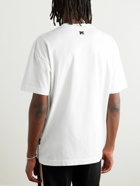Palm Angels - Metallic Logo-Print Cotton-Jersey T-Shirt - White