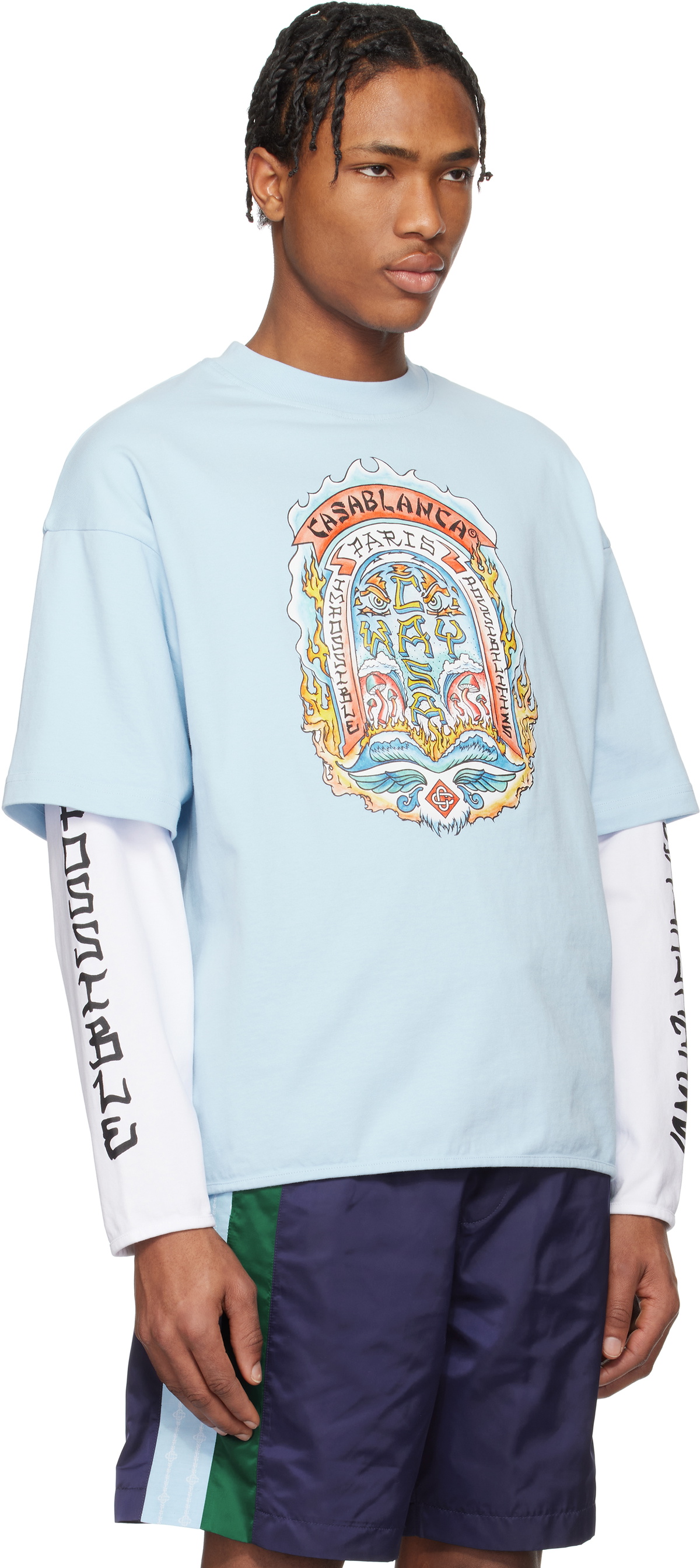 Casablanca Blue 'Casa Way' Skate Double Layer T-shirt Casablanca