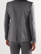SAINT LAURENT - Slim-Fit Silk-Blend Shantung Suit Jacket - Gray - IT 44