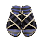 Marni Blue and Black Striped Nastro Sandals