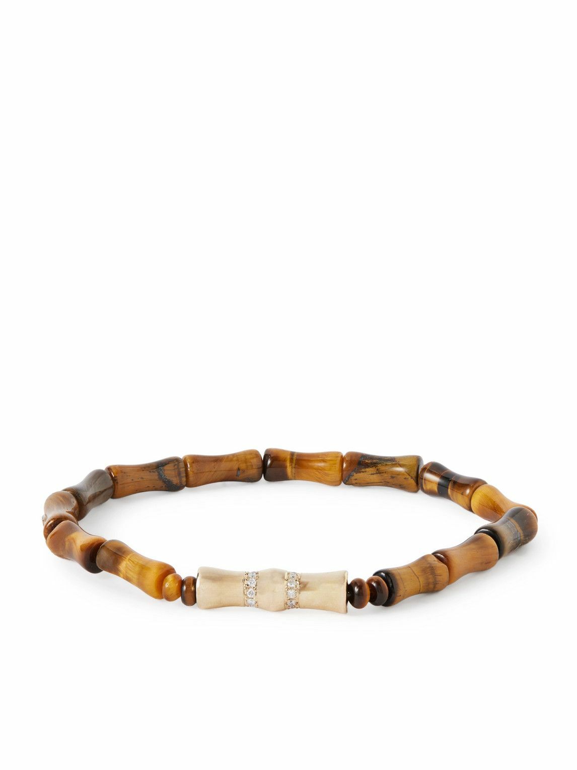 Luis Morais - 14-Karat Gold Diamond Tiger'e Eye Bracelet