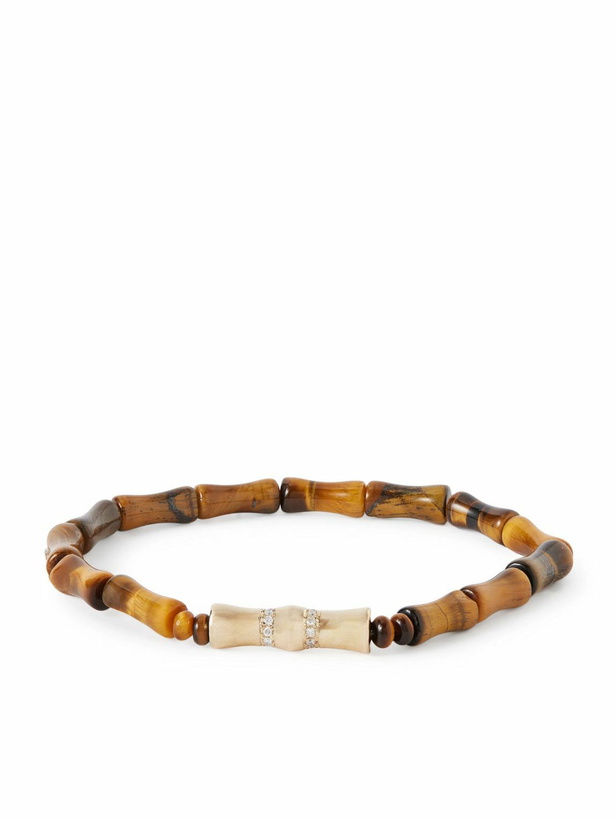 Photo: Luis Morais - 14-Karat Gold Diamond Tiger'e Eye Bracelet