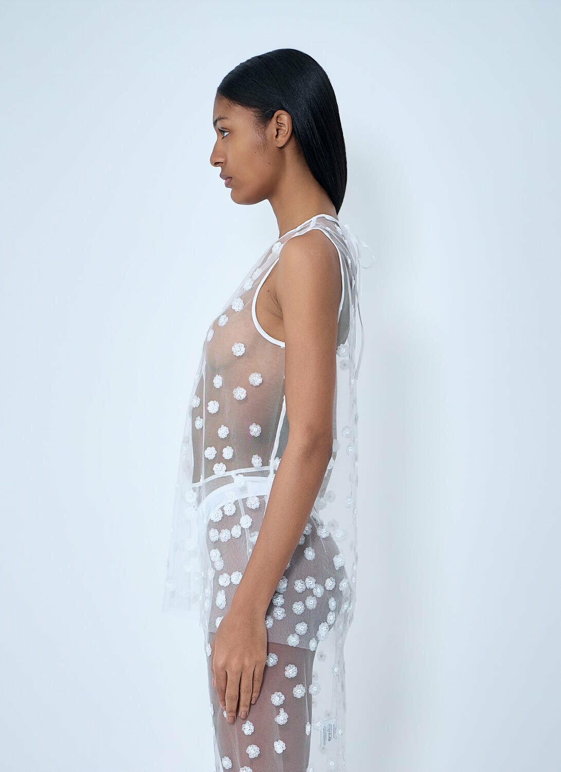 Cecilie Bahnsen Embroidered Sheer Overlay Dress