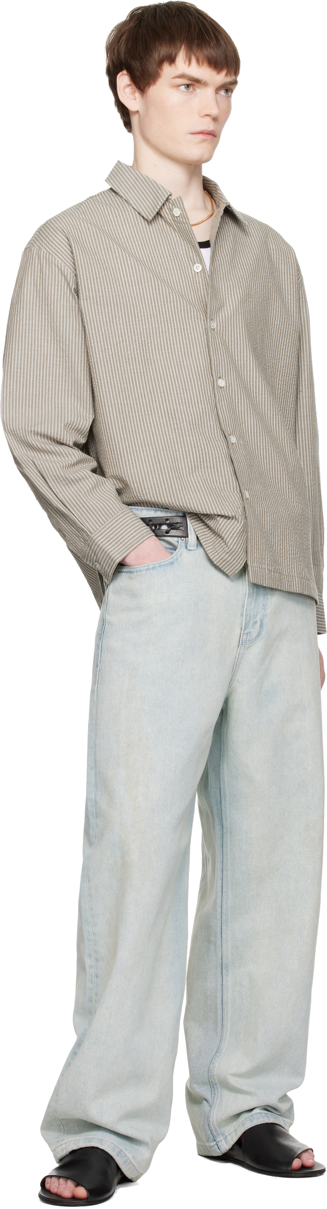 COOR Blue Straight Cut Sand Washed Jeans