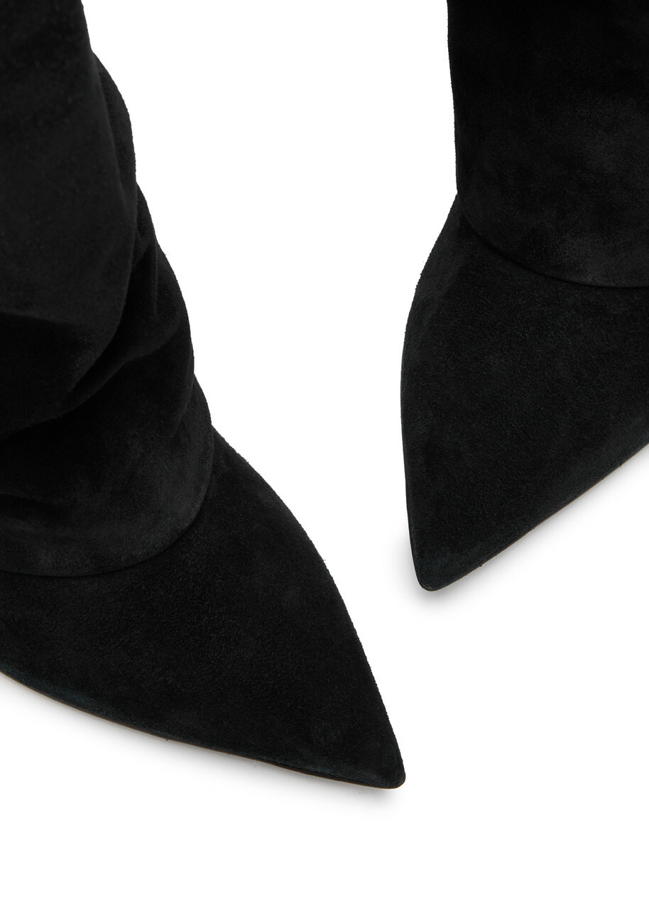 Balmain Uma 95 Suede Knee-high Boots Black