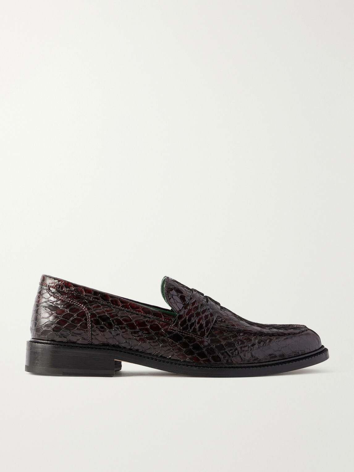 VINNY's - Townee Vale Snake-Effect Leather Loafers - Burgundy