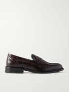VINNY's - Townee Vale Snake-Effect Leather Loafers - Burgundy