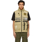 AAPE by A Bathing Ape Reversible Beige and Yellow Canvas Multi-Pocket Vest