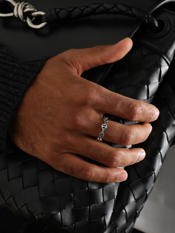Photo: HOORSENBUHS - Dame Tri-Link 18-Karat White Gold Ring - Silver