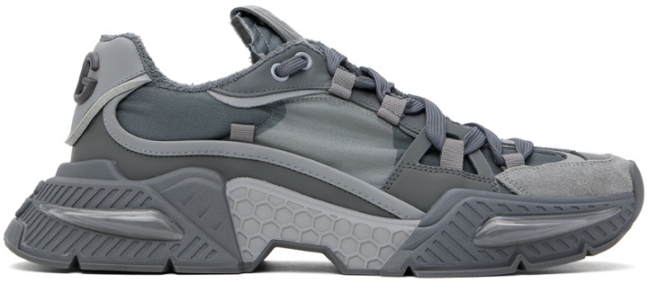 Photo: Dolce&Gabbana Gray Mixed-Material Airmaster Sneakers