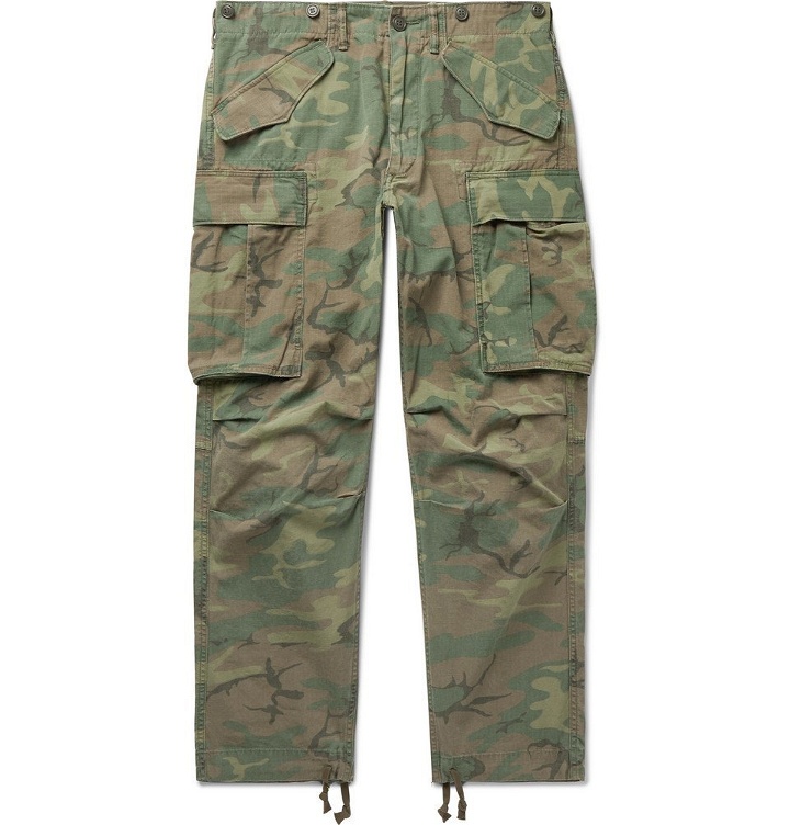 Photo: RRL - Camouflage-Print Cotton-Ripstop Cargo Trousers - Men - Army green