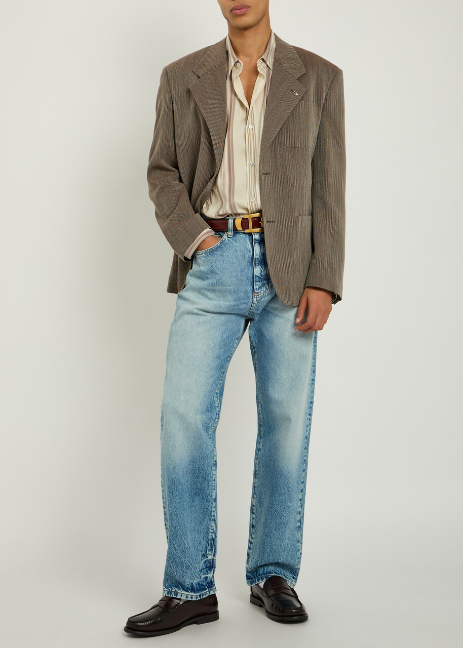 Versace Herringbone Wool Blazer Brown
