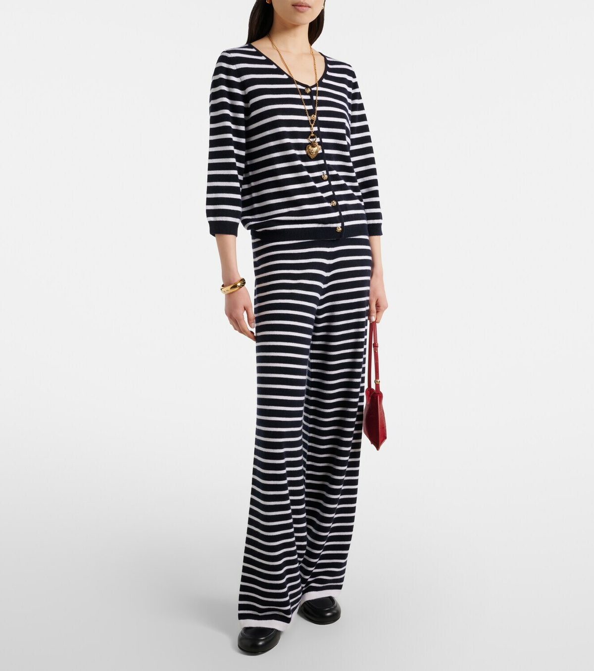 Jardin des Orangers Striped cashmere wide-leg pants