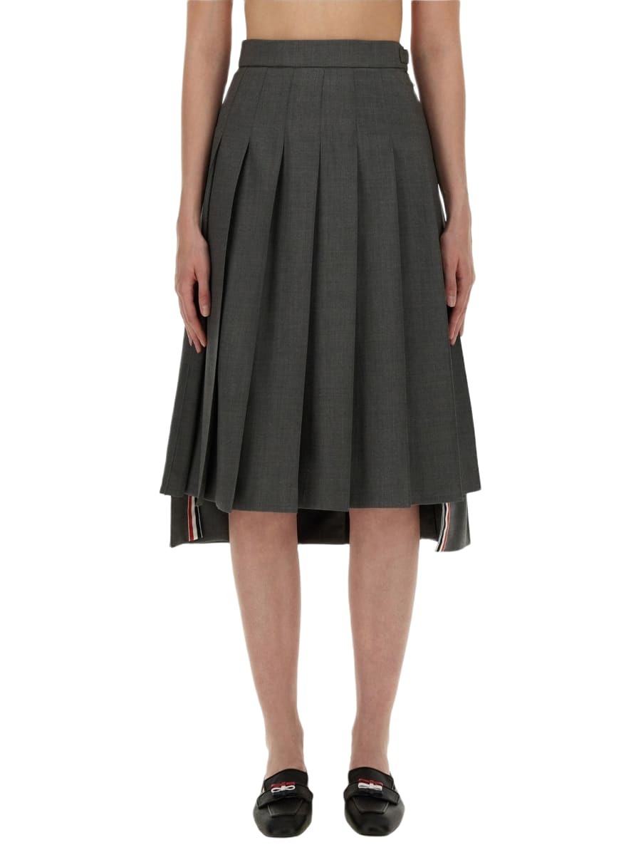 スカート THOM BROWNE CALF LEGTH SIDE TAB SKIRT IN SOLID WOOL TWILL Thom Browne Calf Legth Side Tab Skirt In Solid Wool Twill