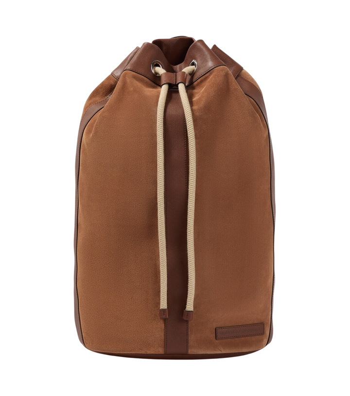Photo: Brunello Cucinelli Leather-trimmed suede backpack