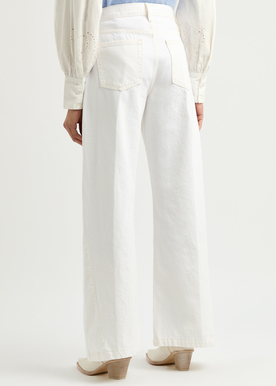 Frame Le Baggy Palazzo Wide-leg Jeans White Frame Denim