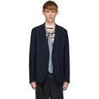 Maison Margiela Navy Wool Minimalist Blazer