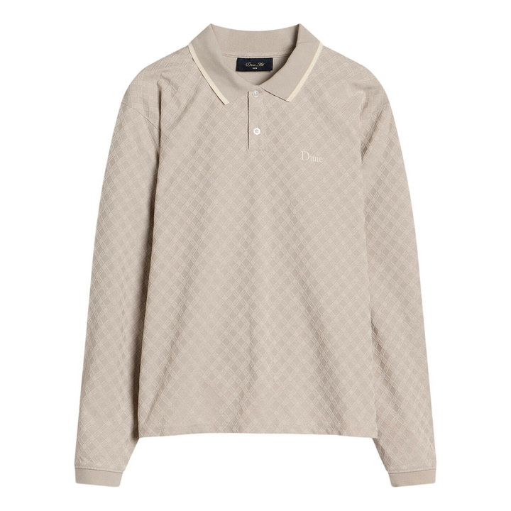 Photo: Dime Men's Jacquard Long Sleeve Polo in Beige