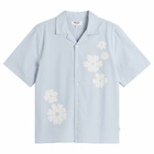 Wax London Men's Didcot Applique Flowers Vacation Shirt in Blue/Ecru