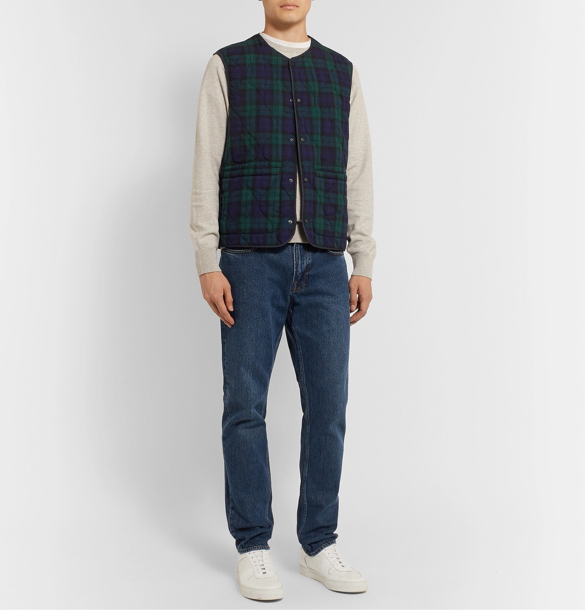 Aspesi - Slim-Fit Reversible Checked Twill and Quilted Shell Gilet ...