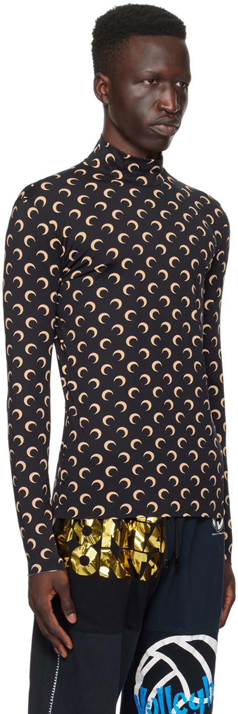 Marine Serre Black All Over Moon Turtleneck