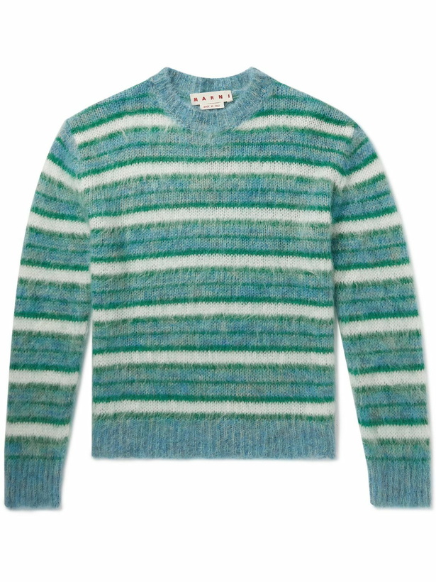 Photo: Marni - Striped Mohair-Blend Sweater - Green