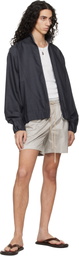 Serapis Gray Embroidered Logo Swim Shorts