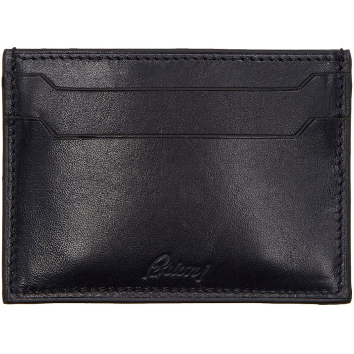 Photo: Brioni Navy Leather Card Holder 