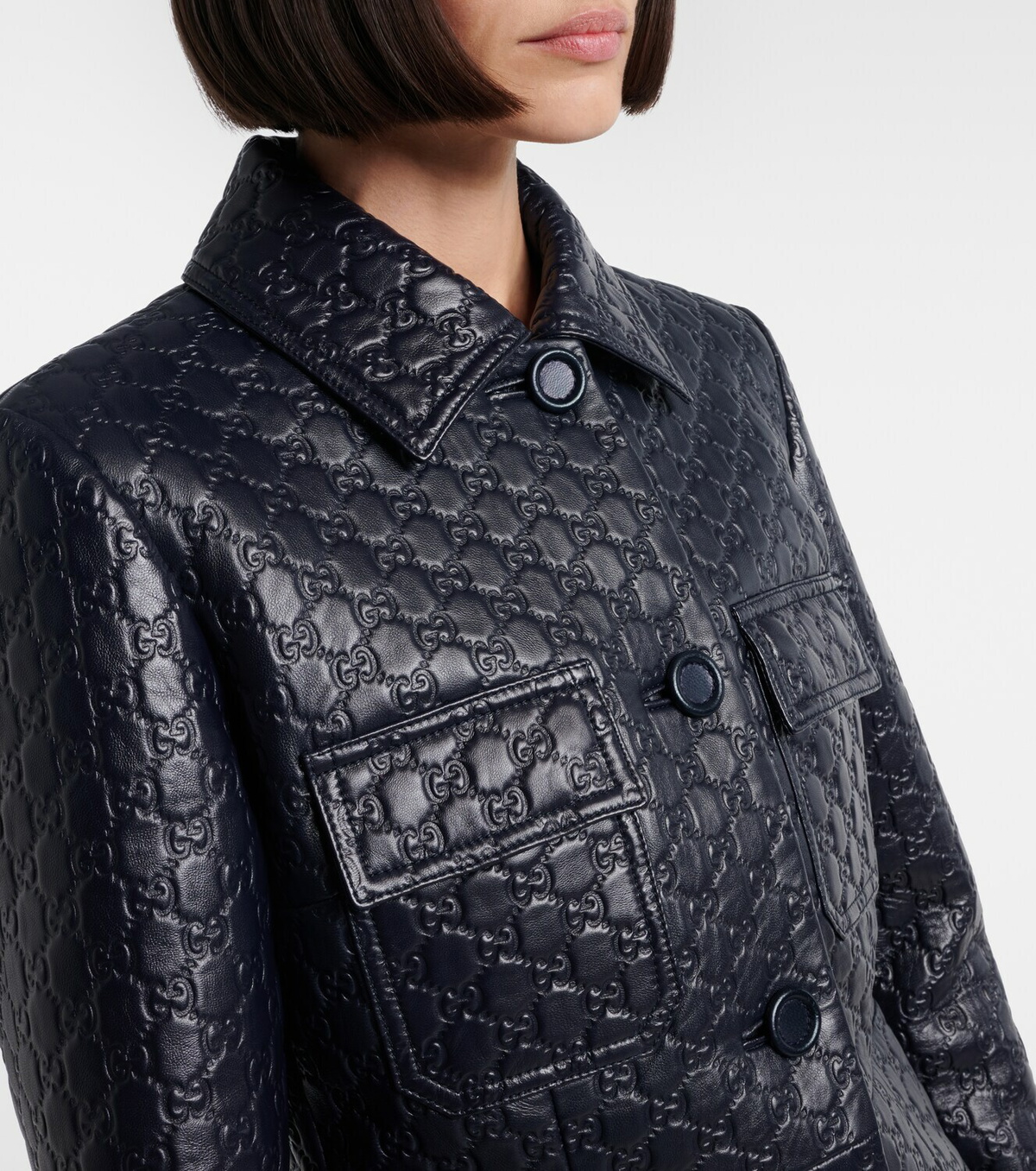 Gucci GG embossed leather jacket